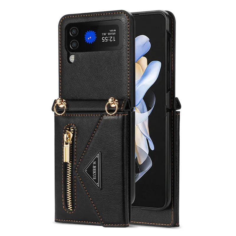 Crossbody Wallet Folding Cover Leather Phone Case For Samsung Z Flip 4 3