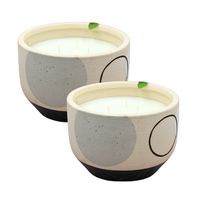 Bougie en céramique en terre cuite, pot Duke décoratif texturé, mélange de cire de palme parfumée, décoration personnalisée pour la maison, forme ovale, Nouvel An, mariage