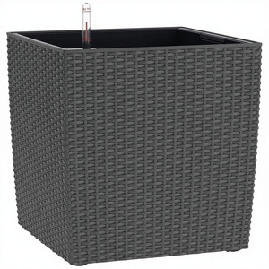 Rattan Flower Planter PP Plastic <b>Square</b> Plant <b>Pot</b> Outdoor Garden Home Decor - Product Image 2
