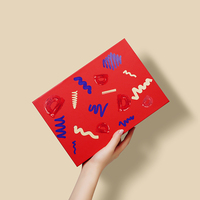 Caja de Regalo Magnética Roja Personalizada con Impresión de Grafiti a Color, Compartimento Dividido, Caja Magnética Plegable para Empaque de Té/Cabello/Belleza