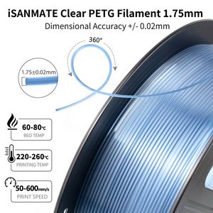 OEM/ODM <span class=keywords><strong>ISANMATE</strong></span> Prix d'usine Filament PETG haute vitesse Nouvelles couleurs Filament transparent Petg pour imprimante 3d 600 mm/s - Product Image 4