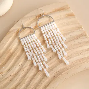 Sparkly Colored Crystal Beaded Pendant Earrings Vintage Tassel Earrings For Women