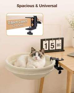 Sturdy Rotating <b>Large</b> Cat <b>Desk</b> Bed Perch with Removable Washable Fabric Cover - Product Image 6