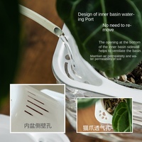 Pot de fleurs carré transparent auto-arrosant en plastique avec trou de drainage, texture pierre givrée, 12 pouces, grand diamètre supérieur de 10 cm