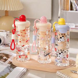 Xcup Plastic <b>Water</b> <b>Bottle</b> <b>With</b> <b>Straw</b> And Lid 500Ml Cartoon Design <b>For</b> Kids And <b>Adults</b> - Product Image 1