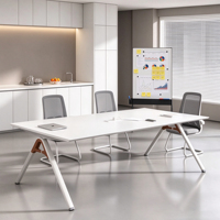 Tables de conférence de taille moyenne et petite, bureaux longs en forme de barre, tables de réunion minimalistes et modernes, tables de formation, table combinée de style panneau