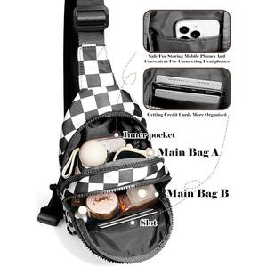 Nouvelle conception Sac banane en nylon imperméable à carreaux pour femmes et hommes, Sac de poitrine, Sac bandoulière, Sac de sport, Sac ceinture mignon pour filles - Product Image 2