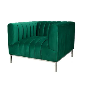 Europäischen Moderne Grün Stoff Nähte Stil Sofa Stuhl Mit Edelstahl Bein