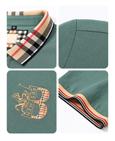 Chemise de Travail Homme de Marque de Luxe, Bleu Marine, Manches Courtes, Coton Respirant, Motif Brodé, Options Grandes Tailles