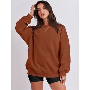 FOXA Oversized Sweatshirt Women Crewneck Drop Shoulder Fleece Casual Pullover <b>Top</b> Breathable Fall Outfits Clothes - Product Image 5