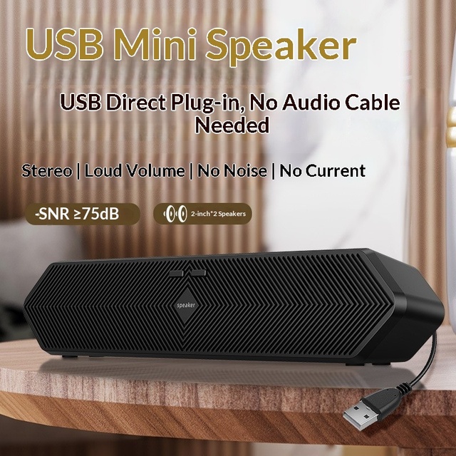 E3588 Single USB Plug & Play Soundbar 5.4 2.0 Stereo Speaker with Touch Control for PC Laptop and Smartphone