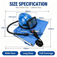 Kit complet de casque de sécurité pour sablage Born Machinery avec visière double couche, tuyau d'air de 1200 mm et régulateur réglable