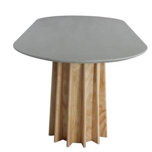 Mesa de Comedor de Estilo Moderno con Cubierta de Concreto y Patas de Madera Sólida para Comedor - Product Image 3