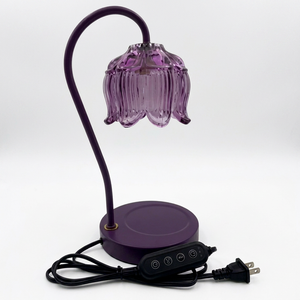 Lámpara de Escritorio con Forma de Flor Morada, Luz LED Cálida Blanca Regulable, Base de Metal, Diseño Moderno, CRI 80, para Dormitorio, 3500K, 30000 Horas de Duración - Product Image 1