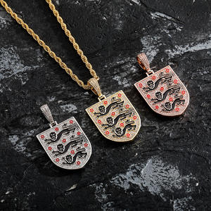 Collar de Cadena con Colgante de Insignia de Club de Fútbol Hip Hop de Europa y Estados Unidos, de Cobre, para Unisex - Product Image 3