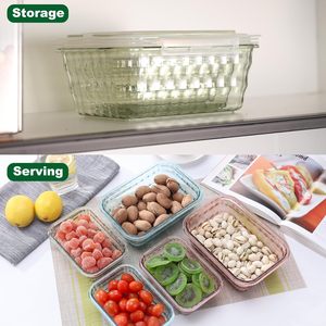 Boîte à lunch bento en plastique écologique sans BPA, compatible micro-ondes, ensemble de 3 pièces, bol à salade, organisateur de réfrigérateur portable - Product Image 3