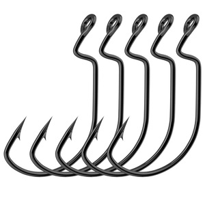Hameçon à manivelle, hameçon à vis sans fin n° Leurre de pêche en eau douce en acier à haute teneur en carbone, conception décalée, pour la pêche au bar, à la truite, à la carpe, au brochet et au bluegill - Product Image 1