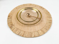 Set de table rond en paille tressée naturelle à bords frangés, résistant à la chaleur, antidérapant, facile à nettoyer pour la maison et la cuisine