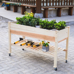 Lit de jardin surélevé en bois <span class=keywords><strong>pour</strong></span> plantes à fleurs surélevées avec grille de culture, grande étagère de rangement - Product Image 5