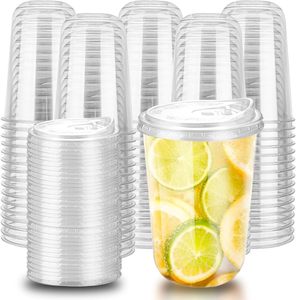 Vasos Desechables Transparentes de Diseño Ecológico y de Lujo, Hechos con Material PET, con Tapa, Multiusos, para Bebidas Frías, para el Hogar y Comercios - Product Image 1