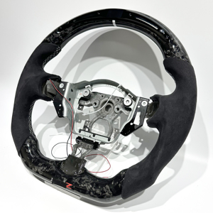 Nouveau volant en fibre de carbone forgée noir de haute qualité avec LED et revêtement en daim pour <span class=keywords><strong>Nissan</strong></span> 370Z <span class=keywords><strong>350Z</strong></span> GT-R 2010-2016 Plug and Play - Product Image 2