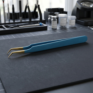 Pinzas de metal azules en forma de U, pinzas para pestañas con punta curva, herramienta de belleza para extensiones, herramienta profesional para extensión de pestañas - Product Image 2