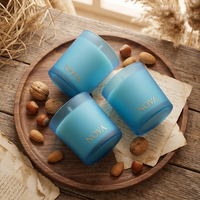 Pot à bougie en verre givré 8oz 10oz 14oz, récipient cylindrique vide avec couvercle, logo personnalisé, décoration d'intérieur