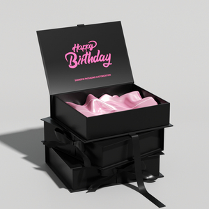 Роскошная упаковочная коробка с атласной внутренней упаковкой с логотипом на заказ, магнитная Розовая/зеленая/черная атласная Складная Подарочная коробка на подкладке - Product Image 6