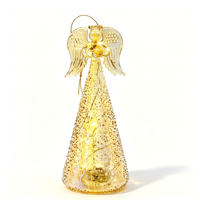 Ornements d'Ange en Verre Soufflé Doré avec Lumières LED, 3 Tailles, Design Moderne, Écologiques, Décoration de Noël pour la Maison, Cadeau