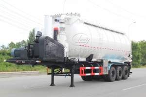 Camion semi-remorque à aspiration pneumatique à grand débit, citerne de transport de cendres sous vide de 40 m³ pour application en entrepôt de charbon - Product Image 5