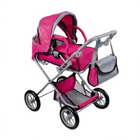 Nouveau design poussette mini en plastique ABS pour poupée, sac à dos scolaire avec berceau de transport, sac de transport gratuit, grand accessoire de poussette combinée
