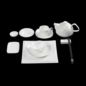 Vajilla de porcelana de Polonia fina para restaurante, juego de vajilla blanca de cerámica, 16 piezas