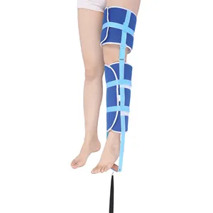 Attelle de genou de type long coton orthopédique support de genou fixe ceinture médicale bleu