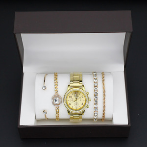 Moda Casual señoras relojes de diamantes conjunto de regalo de joyería pulsera de diamantes de imitación de cristal conjunto de reloj de cuarzo para mujeres niñas al por mayor - Product Image 2