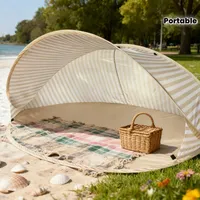 Tente de plage 2 personnes quatre saisons triple couche, installation rapide en 2 secondes, abri solaire pop-up sans assemblage, auvent portable pour pique-nique en extérieur