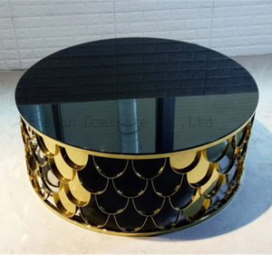 <strong>Gold</strong> Stainless Steel Frame Wedding <strong>Glass</strong> Top <strong>Coffee</strong> <strong>Table</strong> - Product Image 6