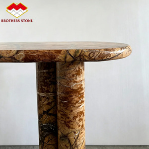 Table <span class=keywords><strong>console</strong></span> en <span class=keywords><strong>marbre</strong></span> brun de forêt tropicale au design moderne, mobilier d'intérieur pour hôtel, villa, appartement, entrée, couloir - Product Image 4