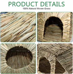 Casa de Paja Tejida a Mano, Plegable, para Animales Pequeños como Conejos, Cobayas, Chinchillas y Hurones, en Oferta - Product Image 5