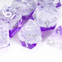 Pour Udixi Logo personnalisé RPG donjons et Dragons ensemble bière violet résine tranchant dés forme polyédrique pour Cocktail et donjons