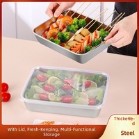 Étagère à serviettes pliable en acier inoxydable, boîte de rangement pour réfrigérateur, plateau de préparation pour ingrédients de fondue, cuisine en plein air, pique-nique, boîte hermétique