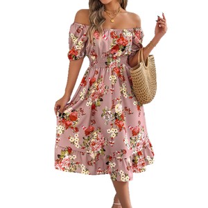 กระโปรงสั้นแขนสั้นพิมพ์ลายดิจิทัลผ้าชีฟองแฟชั่นฤดูร้อนสไตล์ลำลองสำหรับสาวพลัสไซส์ สวยสง่า - Product Image 3