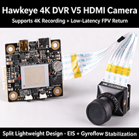 Caméra de course FPV Hawkeye V5 4K avec enregistrement embarqué, conception divisée, faible latence, retour FPV, large plage de tension 6-24V pour drones RC