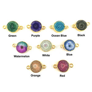 Connecteurs en alliage plaqué or quartz solaire, connecteurs ronds en druzy solaire pour enfants - Product Image 3