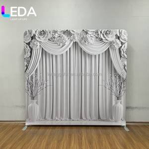 LEDA Venta al por Mayor, Cortina Semicircular de Seda de Leche para Decoración de Escenarios, Personalizable en Cualquier Tamaño, con Base con Patrón de Ondas, para Decoraciones de Boda - Product Image 4