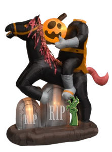 2025 New The Dead Halloween Inflatable Animated Black Cat On Pumpkin with Sugar Skull with Built-in LED Yard Lawn Garden Decor - Product Image 5