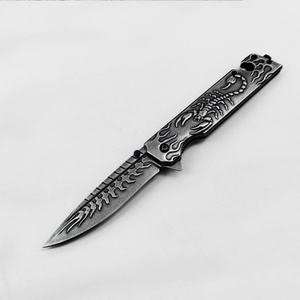 มีดพับ Scorpion Relief Stone Wash ด้ามสแตนเลส ปรับแต่งได้ ระดับ OEM สำหรับ DIY EDC และแคมป์ปิ้ง - Product Image 1