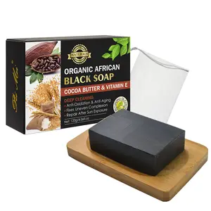 Wholesaler Original African Black Soap with Vitamin E Essential Oil Bar Soap for Cleaning Shrinking Pores Hand Soap for Bathing