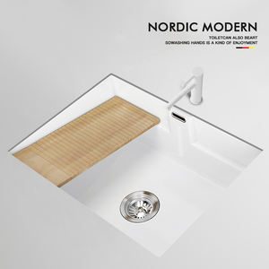 Bassin en céramique Ménage Bassin en céramique Rectangulaire Bol unique avec planche à laver pour Table de balcon et blanchisserie Intégré pour évier de bain - Product Image 3