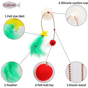 Noël amusant naturel interactif chat plume jouet drôle ventouse Teaser fenêtre pour le mouvement des animaux de compagnie - Product Image 3