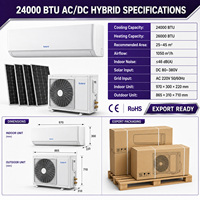 Güneş Enerjili Hibrit 24000 BTU 3HP DC Inverter Duvar Tipi Klima Enerji Tasarruflu Soğutma Isıtma Ev Ofis Dış Mekan Kullanımı